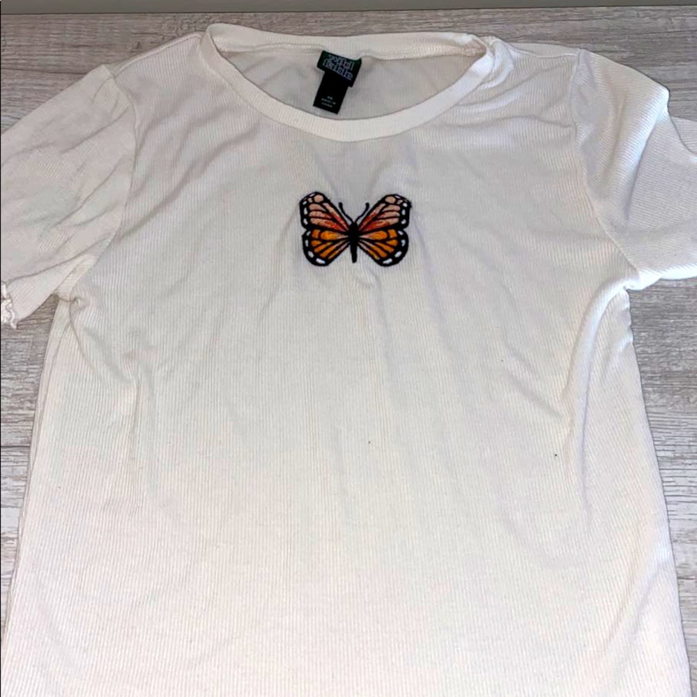 white lettuce edge butterfly tee